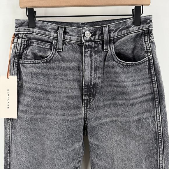 SLVRLAKE Hero Jeans Size 28 NWT Midnight Rider Distressed High Rise Fray Denim - Picture 6 of 16